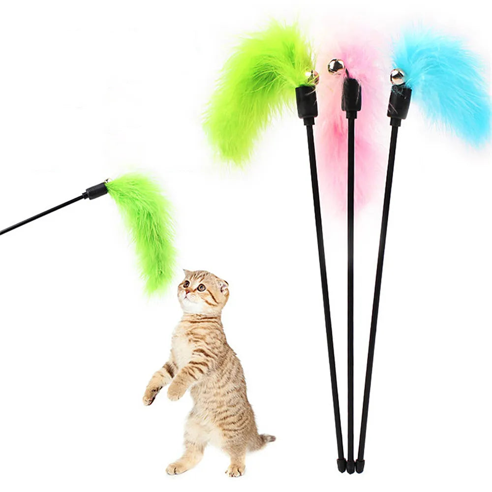 Cartoon Pet Cat Toy Stick Feather