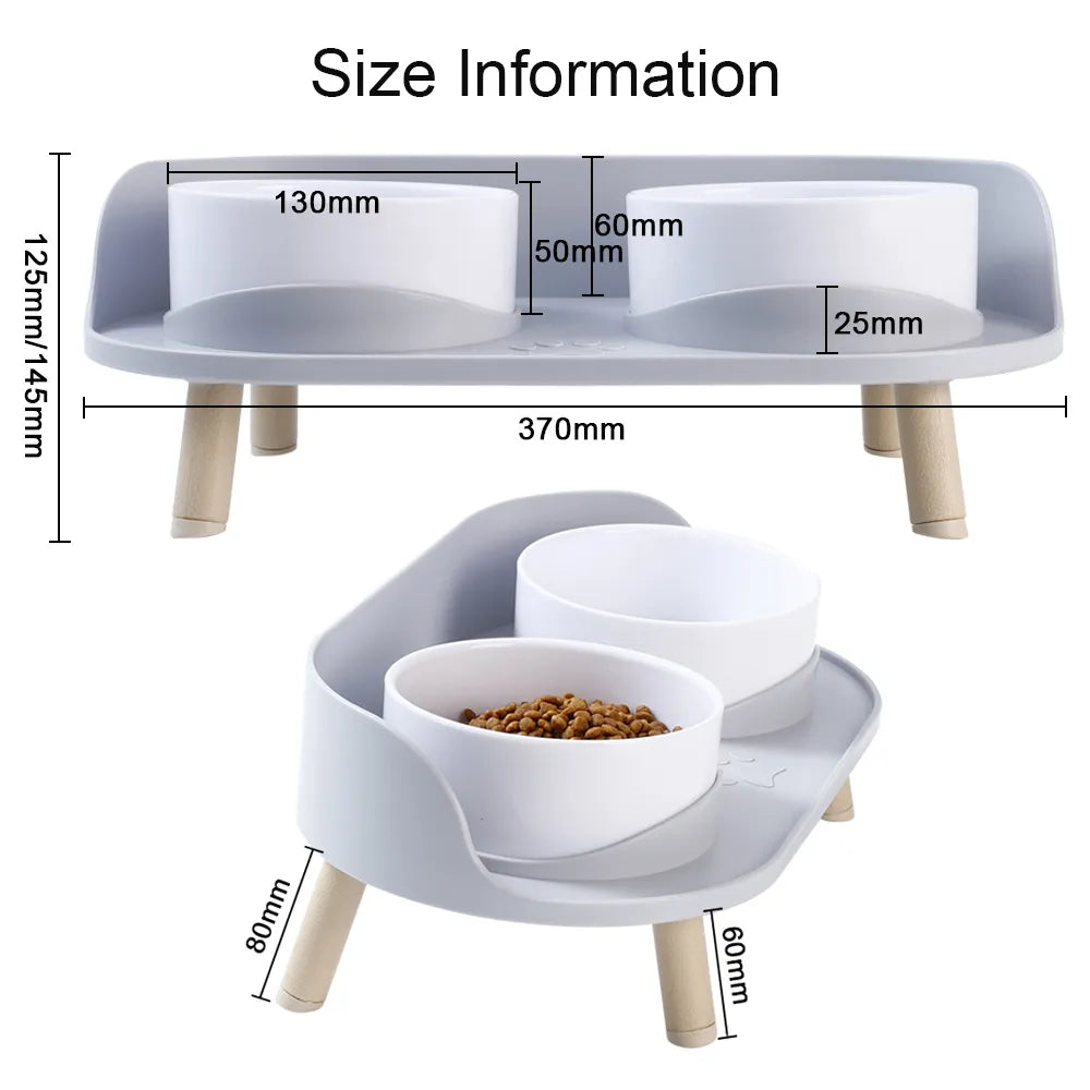 Food Feeders Pet Cat Double Bowls