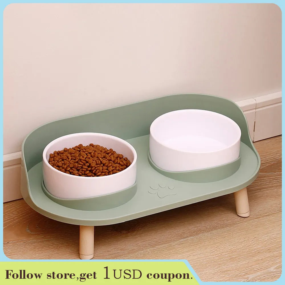 Food Feeders Pet Cat Double Bowls