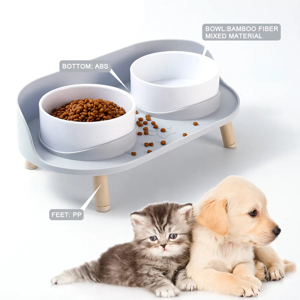 Food Feeders Pet Cat Double Bowls